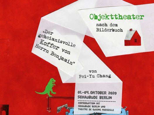 Plakat sans papiers | © Pei-Yu-Chang Auf dem Plakat zu sans papiers ist die Illustration einer Schreibmaschine mit Papier abgebildet, auf dem Informationen zum Theaterstück stehen. | © Pei-Yu-Chang